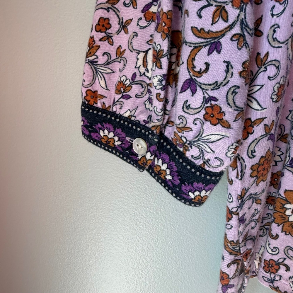 J.‎ Jill Petite Floral Paisley Print Top Peasant Boho Pink Purple 3/4 Sleeve XSP - Picture 9 of 14